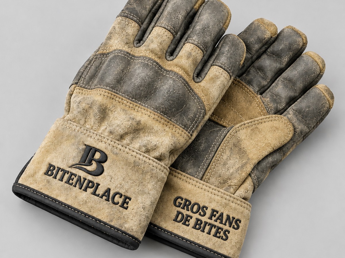 Gants de chantier BITENPLACE, logo à la manchette