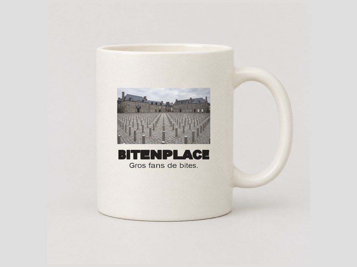 Mug BITENPLACE crème, même artwork enroulé